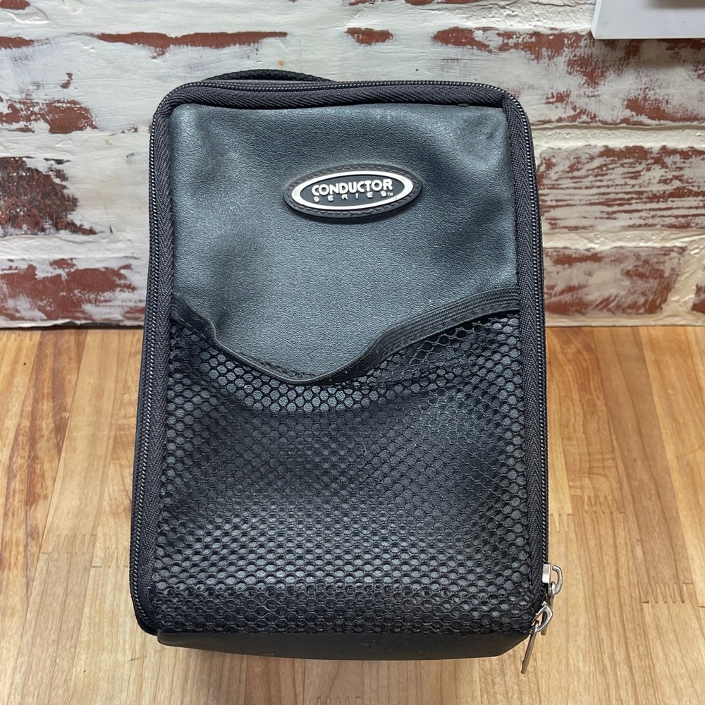 Conductor Series Black Faux Leather 20 CD Jewel Case Storage Organizer Bag